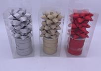 Opakowanie Zestaw wstążka brokatowa 1cm x 10m + 3 rozetki 6cm. Złota