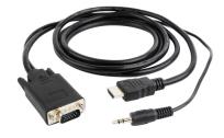 Opakowanie Adapter GEMBIRD A-HDMI-VGA-03-10 (HDMI M - D-Sub (VGA), Jack stereo 3,5 mm M; 3m; kolor czarny)