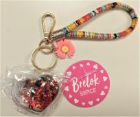 Opakowanie Brelok - serce z kwiatem czerwone