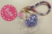 Opakowanie Brelok - serce z kwiatem fioletowe