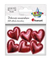 Opakowanie Dekoracje smoprzylepne serca PU czerwone 6szt