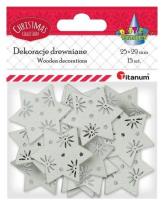 Opakowanie Drewniane gwiazdki ażurowe białe 25x29mm 15szt
