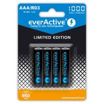 Opakowanie EVERACTIVE AKUMULATORKI R03/AAA NI-MH 1000 MAH READY TO USE - 4 SZTUKI, EDYCJA LIMITOWANA EVHRL03-1000