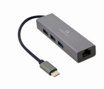 Opakowanie GEMBIRD ADAPTER USB-C -> LAN RJ-45 1GB NA KABLU HUB 3X USB 3.1