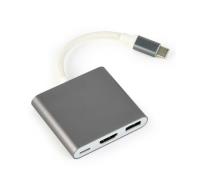 Okładka książki GEMBIRD GEMBIRD MULTI ADAPTER USB TYP-C (M) -> USB TYP-C; USB 3.0; HDMI SZARY