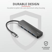Opakowanie HUB USB Trust Halyx Aluminium 4-portowy USB 3.2 (23328)
