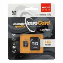Opakowanie IMRO KARTA MICRO SDXC U-3 MICROSD10/64G UHS-3 ADP