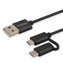 Opakowanie Kabel SAVIO CL-128 (Micro USB typu B, USB typu C - USB 2.0 typu A ; 1m; kolor czarny)