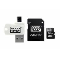 Opakowanie Karta pamięci z adapterem i czytnikiem kart GoodRam All in one M1A4-0160R12 (16GB; Class 10; Adapter, Czytnik kart MicroSDHC, Karta pamięci)