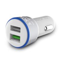 Okładka książki Ładowarka samochodowa do smartfona SAVIO Quick Charge 3.0 SA-06/W (2400 mA, 3000 mA; USB)