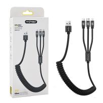 Opakowanie NAFUMI KABEL USB 3W1 2,4A CZARNY 2400MAH QUICK CHARGER QC 3.0 1,5M ELASTIC SPRĘŻYNKA NFM-016