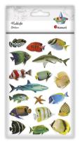 Opakowanie Naklejki wypukłe miękkie ryby mix 18szt