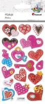 Opakowanie Naklejki wypukłe miękkie serca mix 17szt