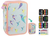 Opakowanie Piórnik 3-poziomowy z wyposażeniem Milan SUGAR COLIBRI PASTEL szaro-różowy