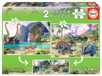 Opakowanie Puzzle 2x100 Dinozaury (panorama) G3