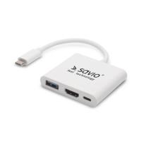 Opakowanie SAVIO HUB USB TYP C - HDMI, USB 3.0, PD AK-48
