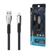 Opakowanie SOMOSTEL KABEL USB IPHONE 2.4A NIEBIESKI 2400MAH QUICK CHARGER QC 3.0 1M POWERLINE METALOWE WTYKI BW02