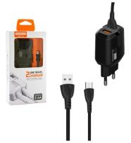 Opakowanie SOMOSTEL ŁADOWARKA SIECIOWA 2.4A + KABEL MICRO USB CZARNA SOMOSTEL 2400MAH 2XUSB DUAL SMS-A139 SMS-A139