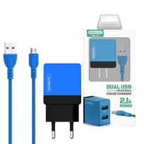 Opakowanie SOMOSTEL ŁADOWARKA SIECIOWA 2A + KABEL MICRO USB NIEBIESKI SOMOSTEL 2100MAH 2XUSB DUAL SMS-A53 SMS-A53 NIEBIESKA