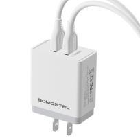 Opakowanie SOMOSTEL ŁADOWARKA SIECIOWA 3A/2A + KABEL TYP-C BIAŁA SOMOSTEL QUICK 3.0 FAST CHARGER 3100MAH + 2100MAH QC 3.0 SMS-A17 BIAŁA