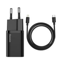 Okładka książki BASEUS ŁADOWARKA SIECIOWA Z KABLEM USB-C DO LIGHTNING 1M 20W TZCCSUP-B01 CZARNY