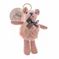 Opakowanie Brelok Pompon miś z kokardą różowy