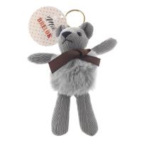 Opakowanie Brelok Pompon miś z kokardą szary