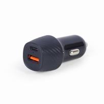 Okładka książki GEMBIRD SZYBKA ŁADOWARKA SAMOCHODOWA 2X USB, TYPE-C PD, 18W, CZARNA