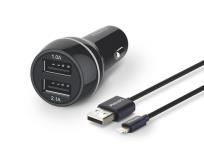 Okładka książki PHILIPS ŁADOWARKA SAMOCHODOWA 2A+1A CZARNA PHILIPS + KABEL IPHONE MFI 3100MAH 2XUSB DUAL 15.5W QUICK CHARGE PHIL-DLP2357V/10