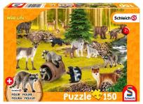 Opakowanie Puzzle 150 Zwierzęta w lesie + figurka Schleich G3