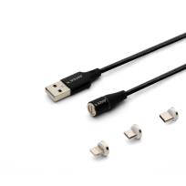 Okładka książki SAVIO KABEL MAGNETYCZNY USB - USB TYP C, MICRO I LIGHTNING, 1M, CZARNY CL-152