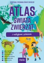 Okładka książki Atlas świata zwierząt z naklejkami i plakatem. Atlasy z naklejkami