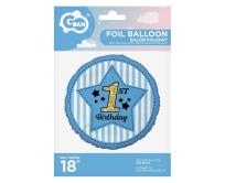 Opakowanie Balon foliowy 1st Birthday, niebieski 45 cm