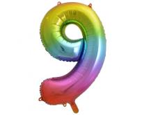Opakowanie Balon foliowy B&C cyfra 9 tęczowa 85 cm
