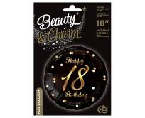 Opakowanie Balon foliowy Happy 18 Birthday czarny 45cm