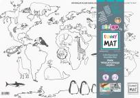 Opakowanie Biała mata Strigo Funny Mat Mapa Świata Zwierzęta 48x33. 5 cm