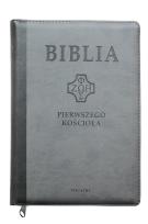 Okładka książki Biblia pierwszego Kościoła szara z paginatorami