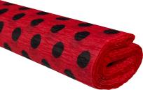 Opakowanie Bibuła marszczona 50x200 kropki czarne na czerwonym 10 rolek