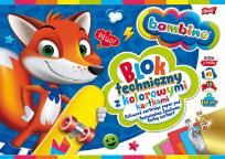 Opakowanie Blok techniczny A3 10k z kolorowymi kartkami (złota i srebrna kartka) BAMBINO pakiet 10 sztuk