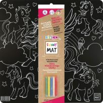 Opakowanie Czarna mata Strigo Funny Mat Unicorns  40x40 cm + kreda
