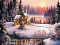 Opakowanie Diamentowa mozaika domek zimą w lesie NO-1007775