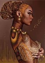 Opakowanie Diamentowa mozaika kobieta czarnoskóra w koku NO-1007442