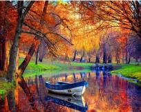 Opakowanie Diamentowa mozaika łódka w parku jesienią NO-1007413