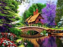 Opakowanie Diamentowa mozaika Malownicza chata nad rzeką 60645