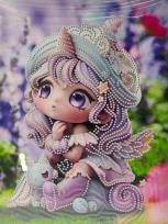 Opakowanie Diamentowa mozaika na ramie Słodka dziewczynka ze zwierzątkiem