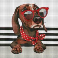 Opakowanie Diamentowa mozaika - Stylowy jamnik 40x40cm