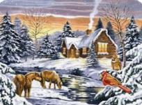 Opakowanie DIAMENTOWA MOZAIKA ZIMA DOM NAD STRUMIENIEM WYPAS KONI NO-2000732