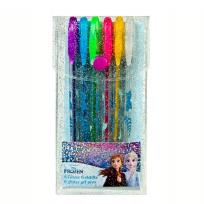 Opakowanie Długopisy żelowe z brokatem Kraina Lodu 6 kolorów