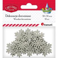 Opakowanie Drewniane płatki śniegu srebrne 8szt