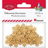 Opakowanie Drewniane płatki śniegu złote 8szt